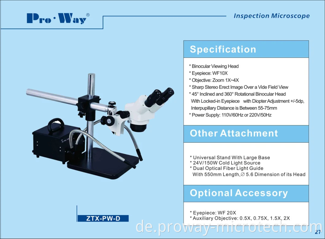 Professionelles Inspektions-Zoom-Stereo-Mikroskop (ZTX-PW-D)